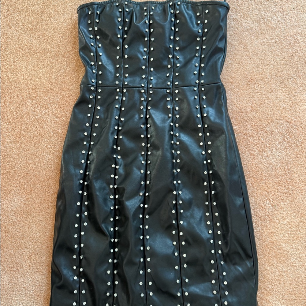 Windsor Black Strapless Dress with Silver Studs